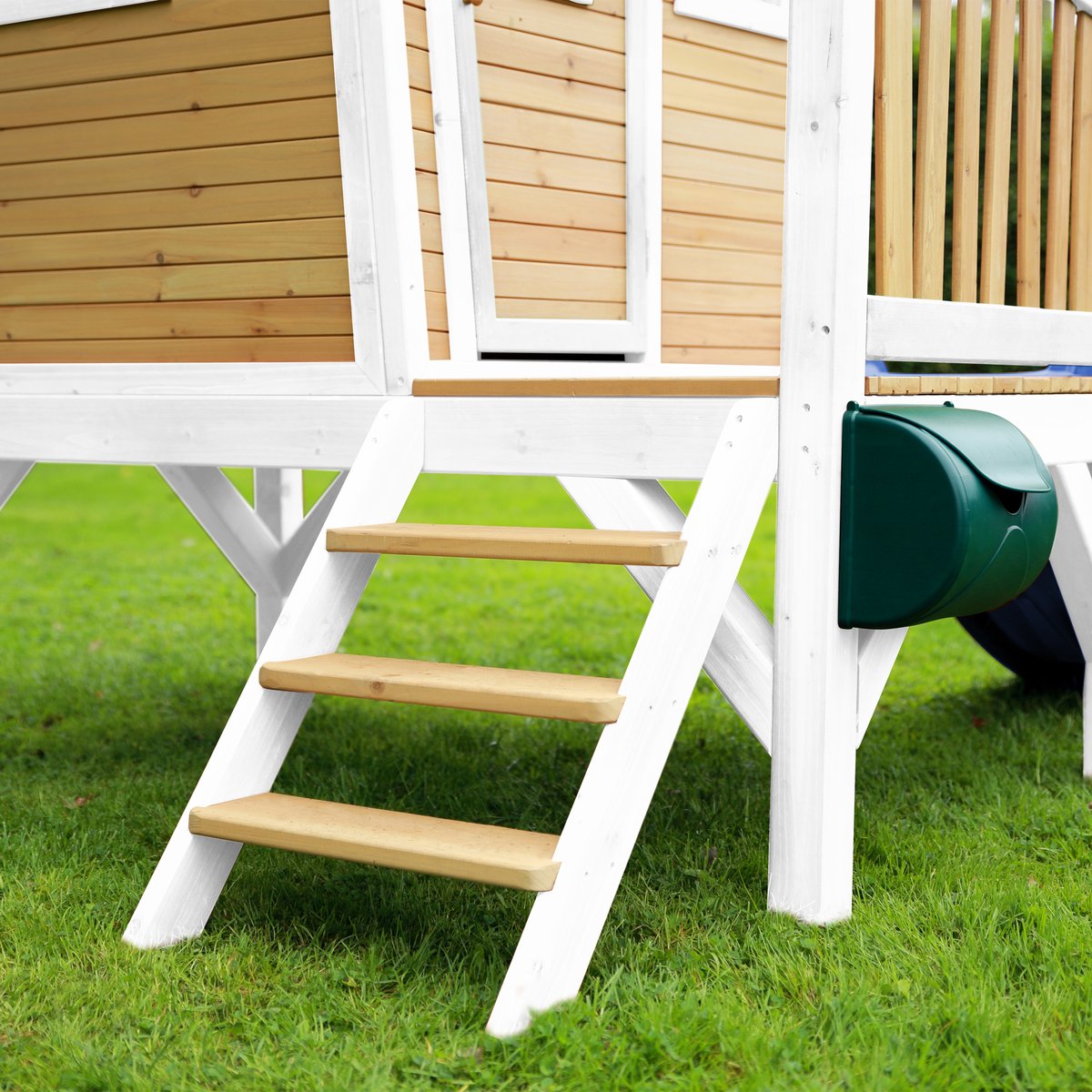 AXI Spielhaus Robin braun/weiß mit Rutsche blau