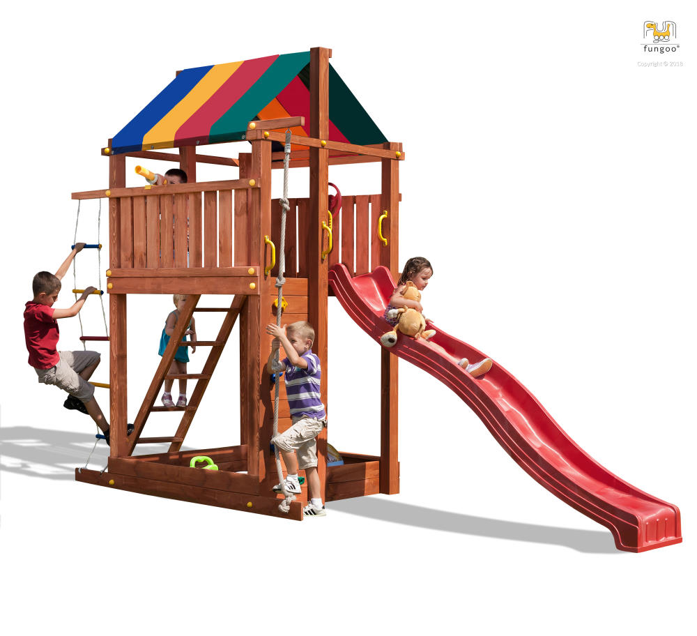 Fungoo Spielturm PARADISE, teak-farben lasiert