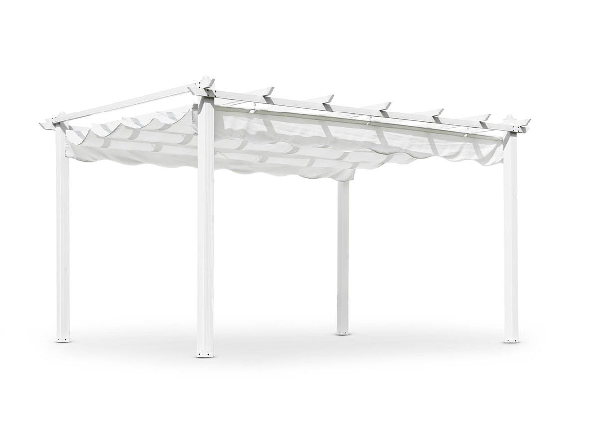 Pergolux Alu-Pavillon/-Pergola 3x4 m weiß mit Stoff-Sonnendach