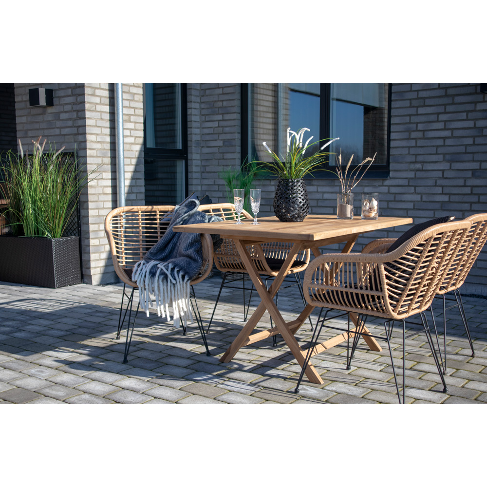 Oviedo Eckiger Esstisch 120x80x75 cm, Teak