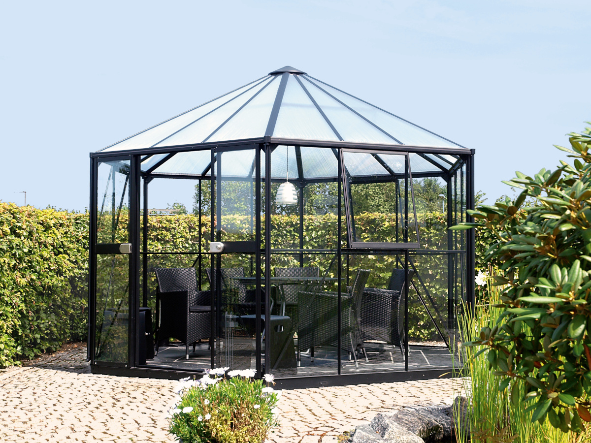 Vitavia Gewächshauspavillon Hera 9000 ESG/HKP 3/6mm, schwarz