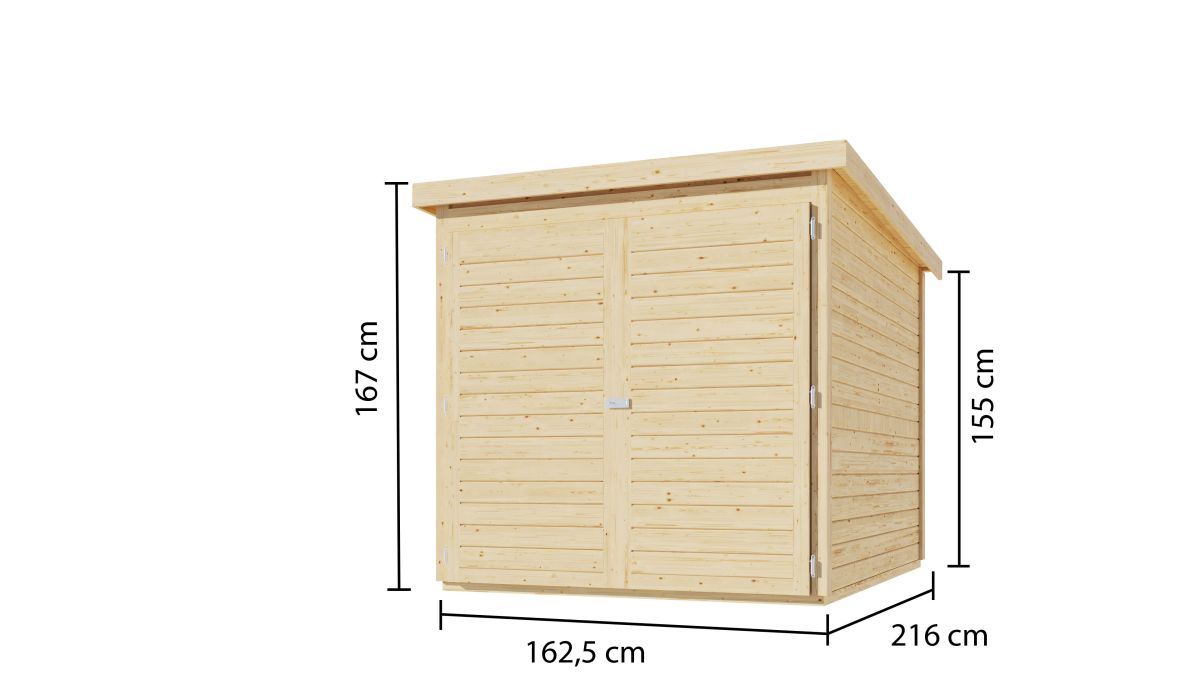 Fahrradgarage 163x163 cm, 19 mm Holz naturbelassen, Karibu