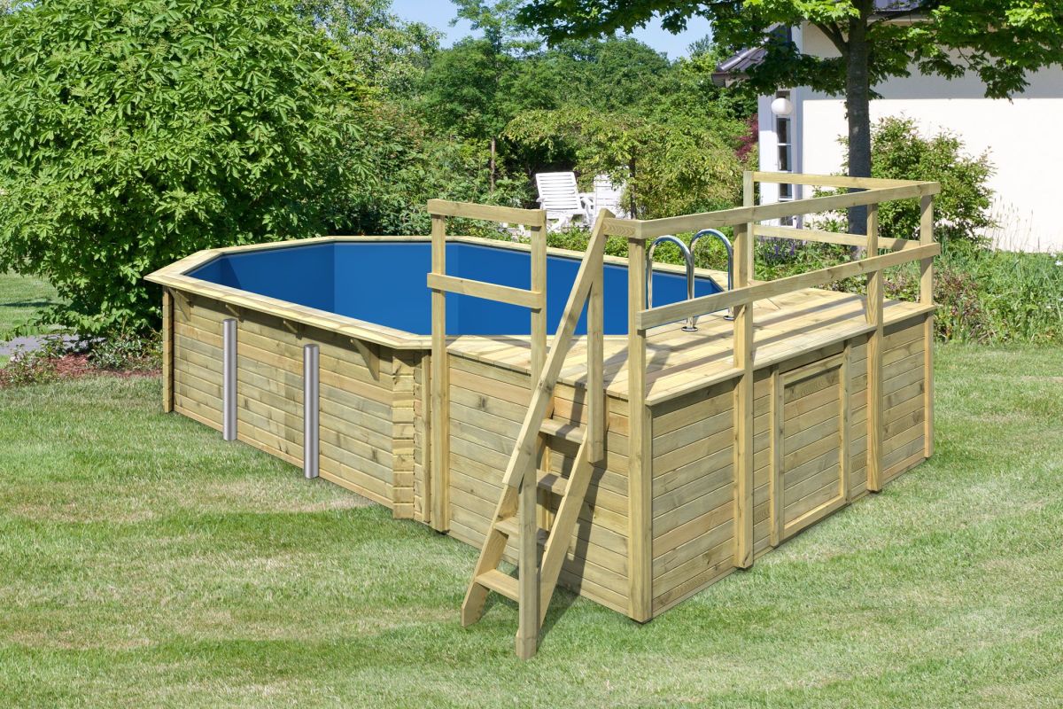 Karibu Pool Modell 4D Classic 400x692 cm, Holz kdi mit Filter+Skimmer