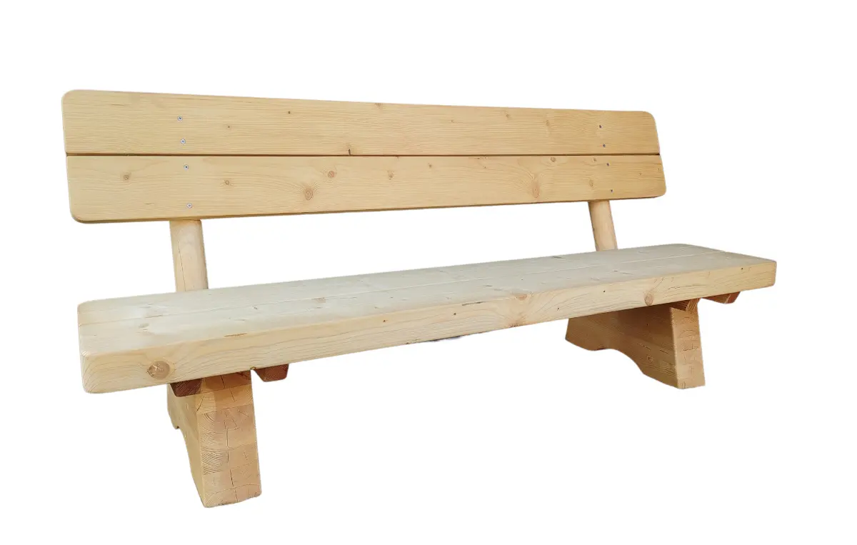 Bank VALHALLA mit Lehne 190x65x90 cm, massive und robuste Holzbank