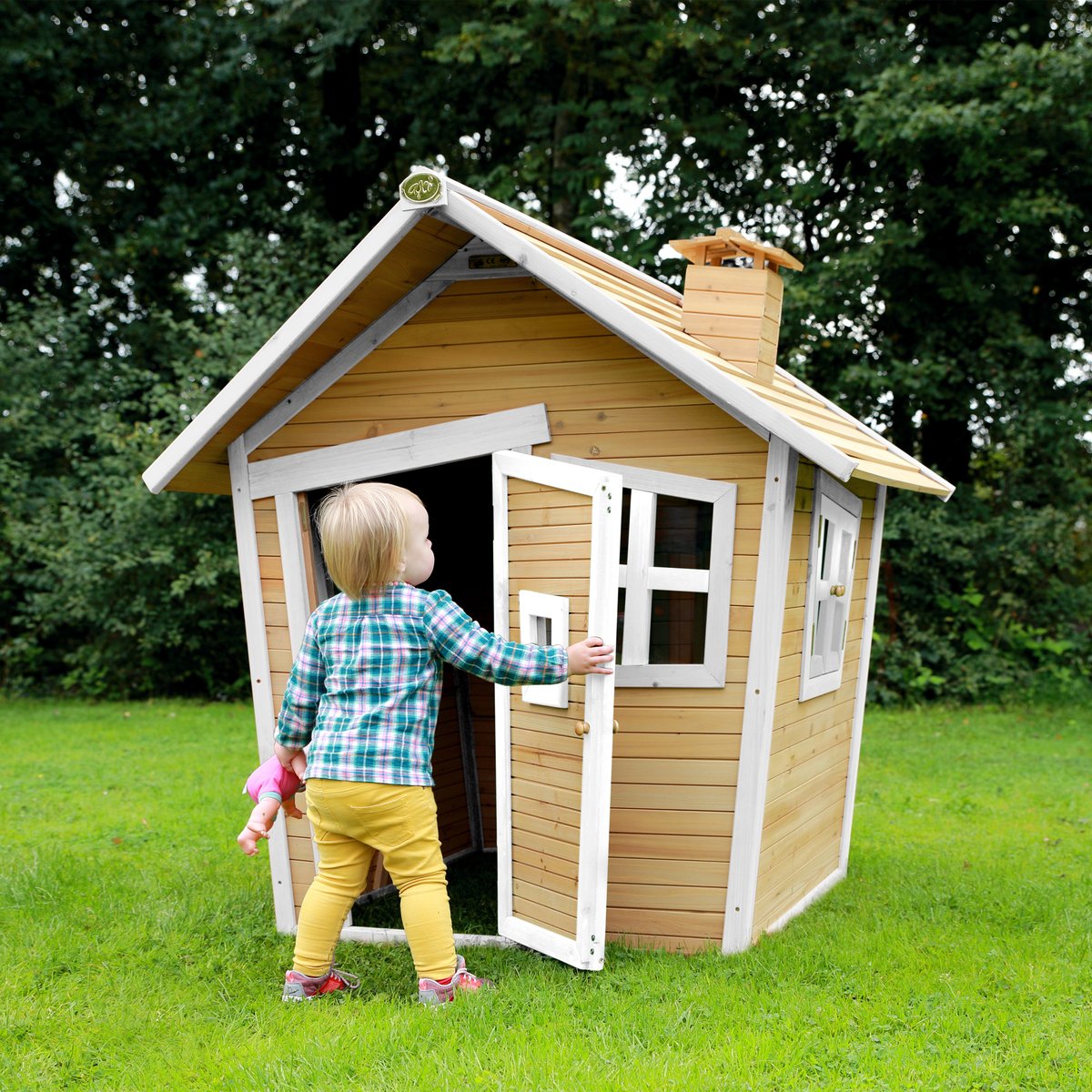 Kinderspielhaus Alice im Hexenhaus-Stil, braun/weiß