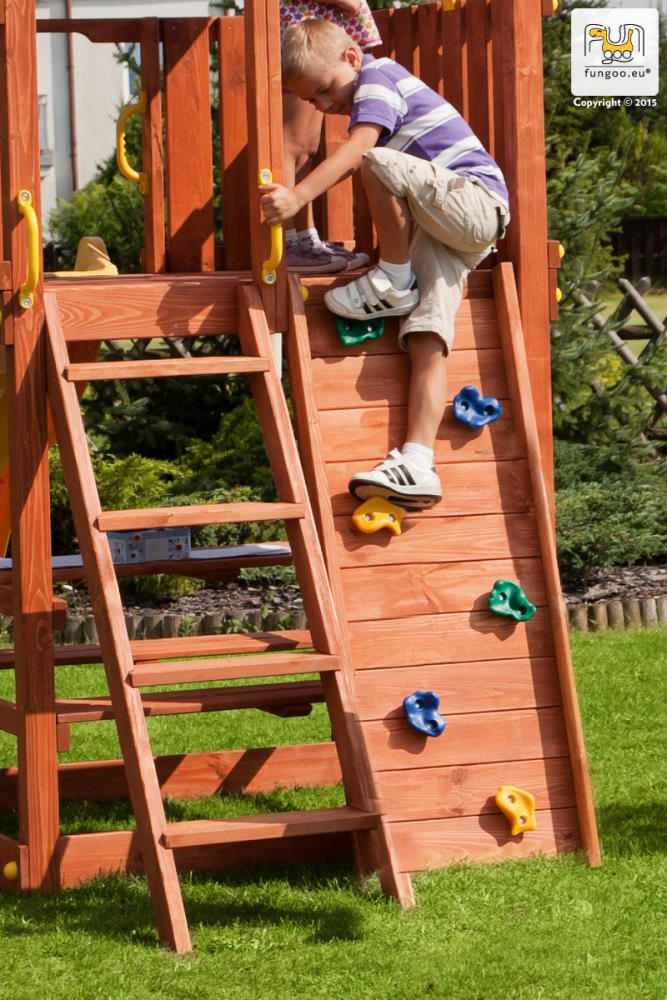 Fungoo Kletterwand-Modul STEP ON für Spieltürme, Teak-farben