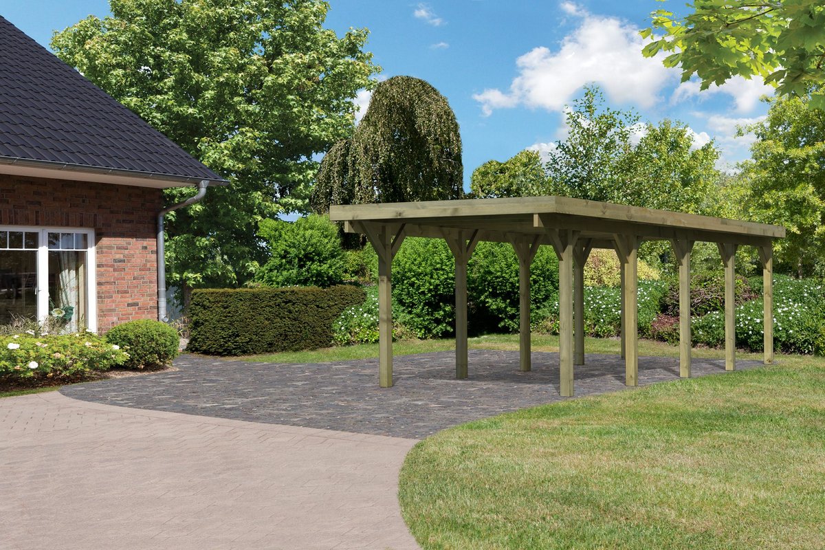 Einzelcarport CLASSIC 3 Variante A - 318x860 cm, kdi mit Stahldach