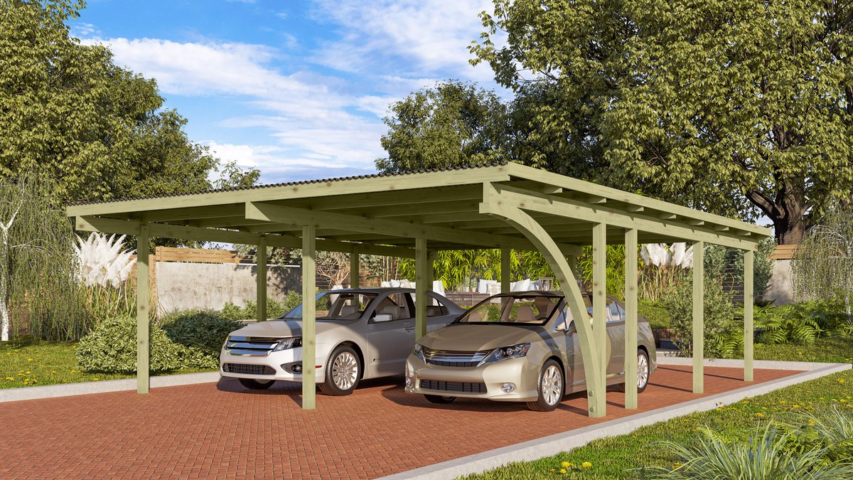 Karibu Doppelcarport ECO 2 - 563x676 cm, kdi