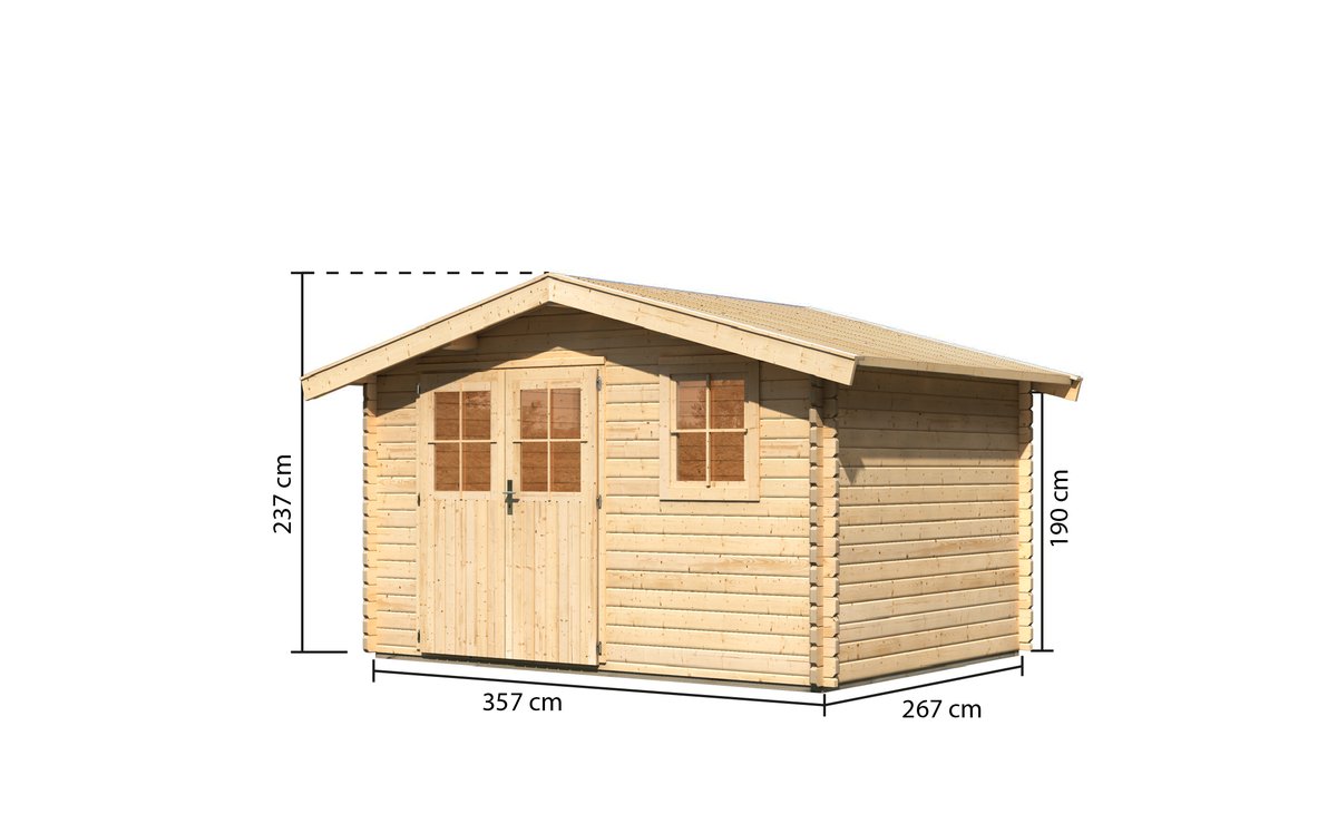 Blockbohlenhaus Felsenau 4 - 342x252 cm, 38 mm naturbelassen, Karibu