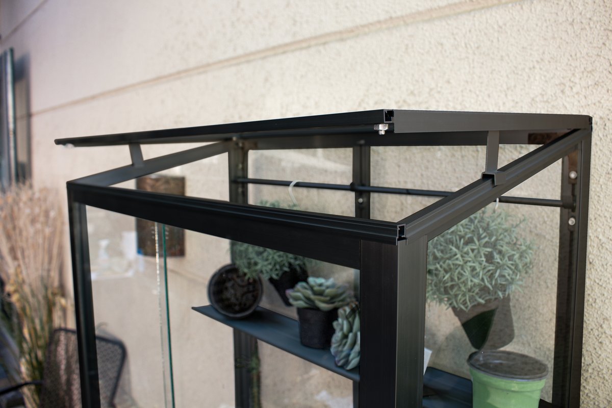 Vitavia Balkongewächshaus Polis mit Rollfundament, schwarz, Echtglas