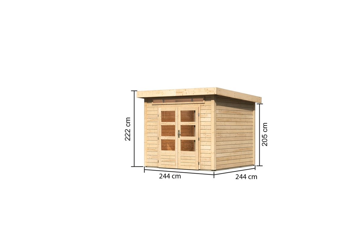 Gartenhaus Kandern 3  - 244x244 cm, 28 mm naturbelassen, Karibu