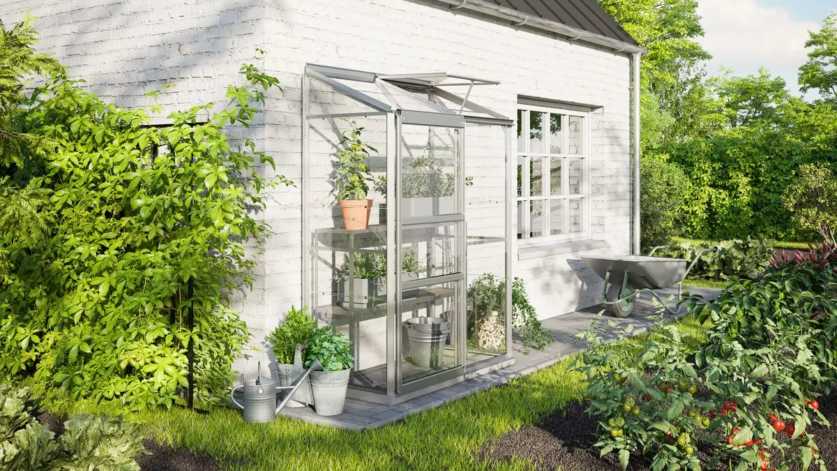 Vitavia Gewächshaus Ida 900 ESG 3mm, alu silber eloxiert