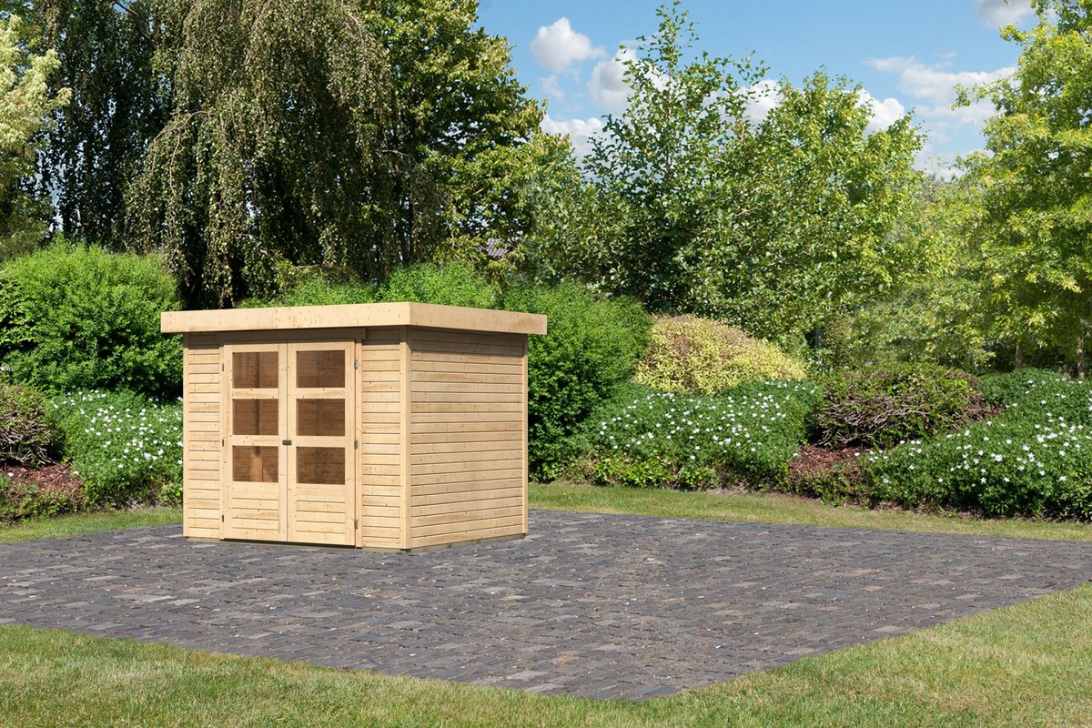 Gartenhaus Askola 3 - 242x217 cm, 19 mm Holz naturbelassen, Karibu