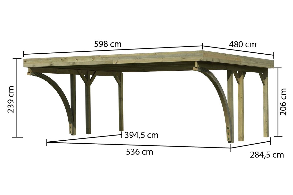 Doppelcarport CLASSIC 1 Variante C - 598x480 cm, kdi mit Stahldach
