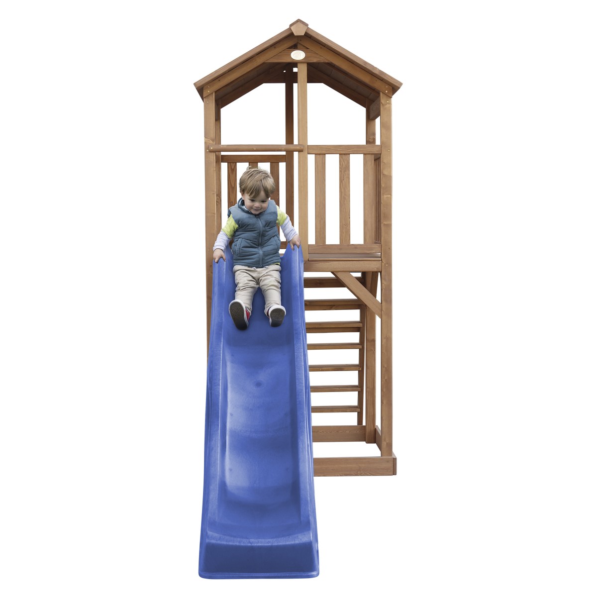 Spielturm Beach Tower Basic braun mit Rutsche blau