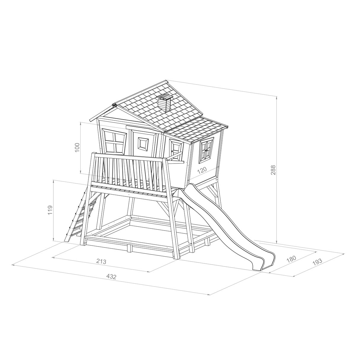 AXI Stelzenhaus Max braun/weiß, Rutsche blau