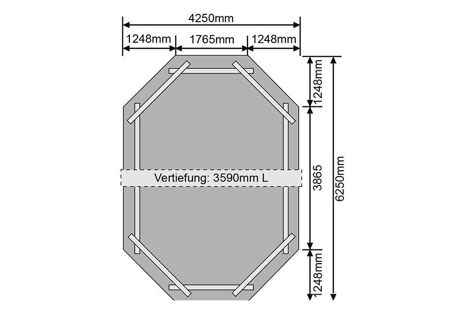 Karibu Pool Modell 4A Classic 400x611 cm, Holz kdi mit blauer Poolfolie