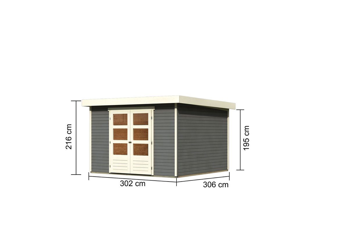 Gartenhaus Askola 6 -302x306 cm, 19 mm Holz terragrau, Karibu