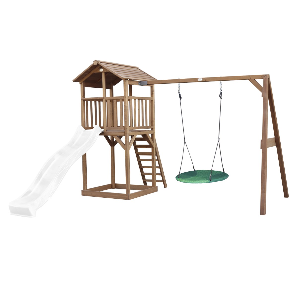 Spielturm Beach Tower Summer Nest Swing braun mit Rutsche weiß
