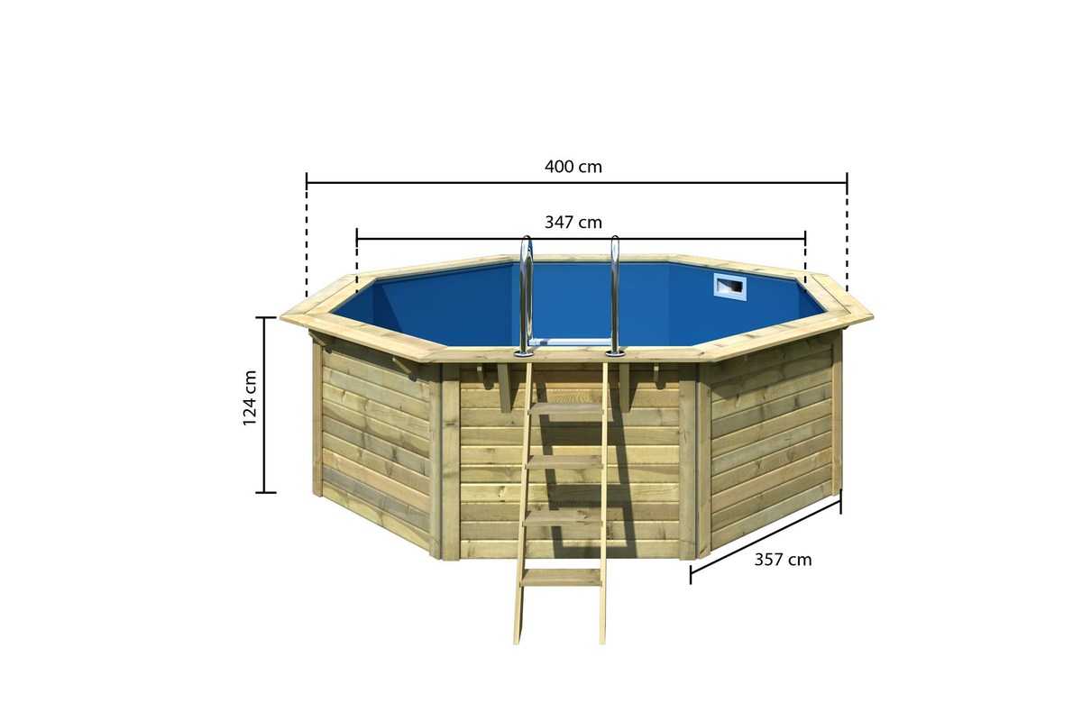 Achteck-Pool X1 400x400 cm, Holz kdi/Folie blau, Karibu