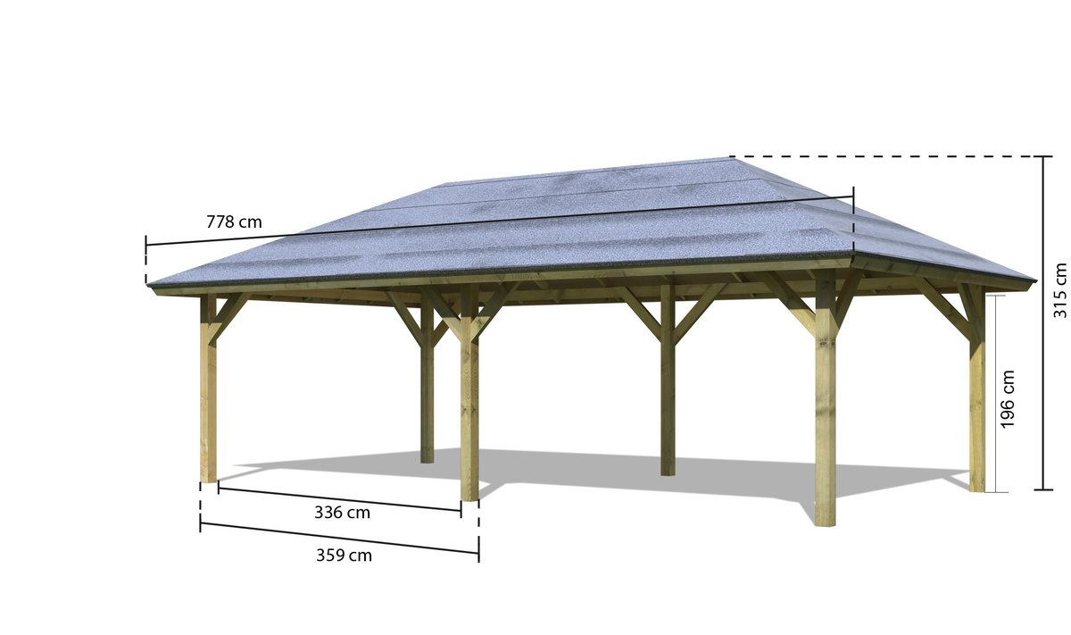 Pavillon-Carport Kirn 3 - 359x707 cm, CLASSIC kdi von Karibu