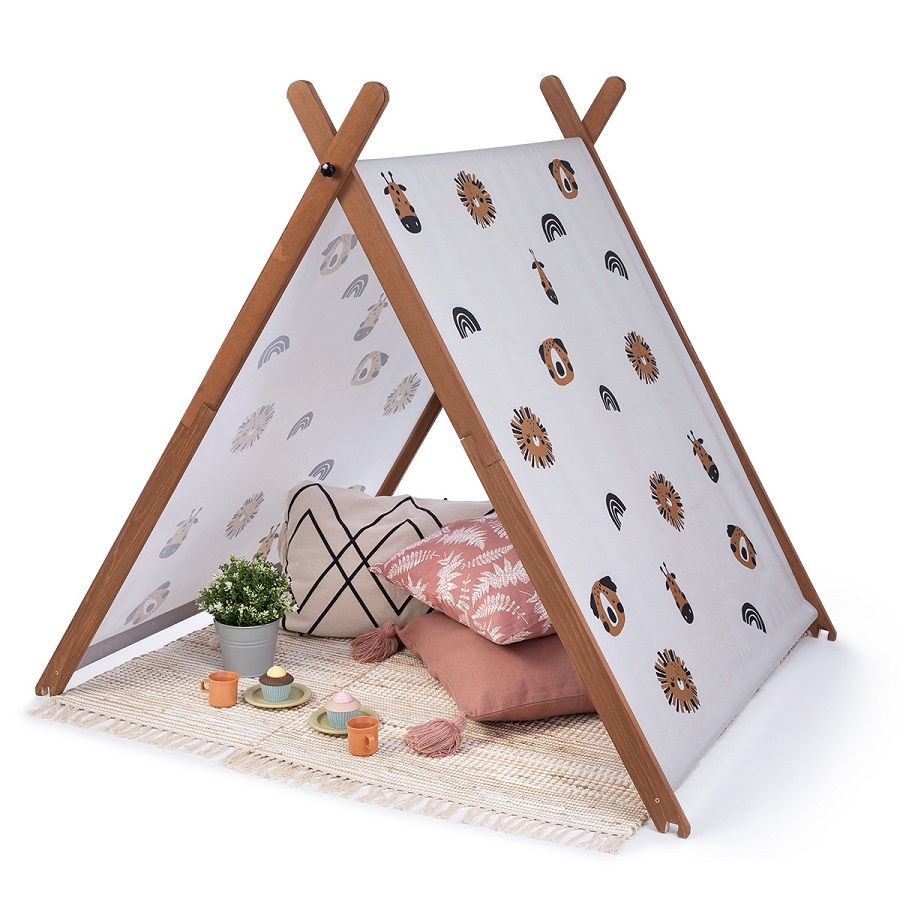 Holz-Sandkasten mit Zelt Safari Seeker, kakaobraun von MUDDY BUDDY® 