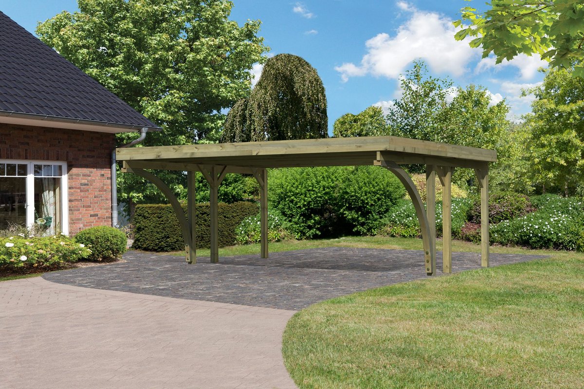 Doppelcarport CLASSIC 1 Variante C - 598x480 cm, kdi mit Stahldach