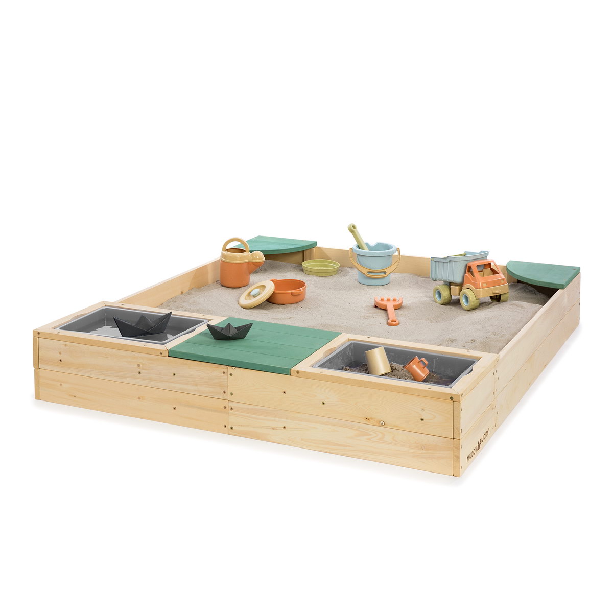  MUDDY BUDDY® Holz Sandkasten Beach Rebel, natur/salbeigrün