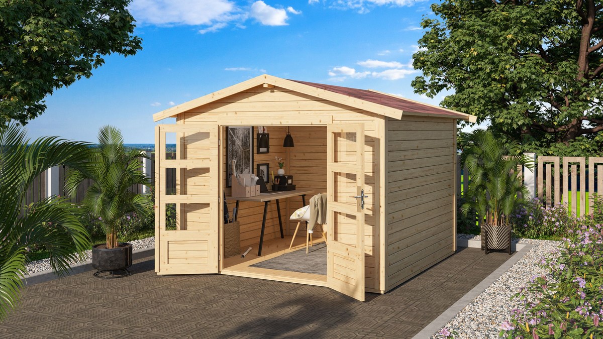 Gartenhaus Talkau 6 - 274x274 cm, 28 mm Holz naturbelassen, Karibu