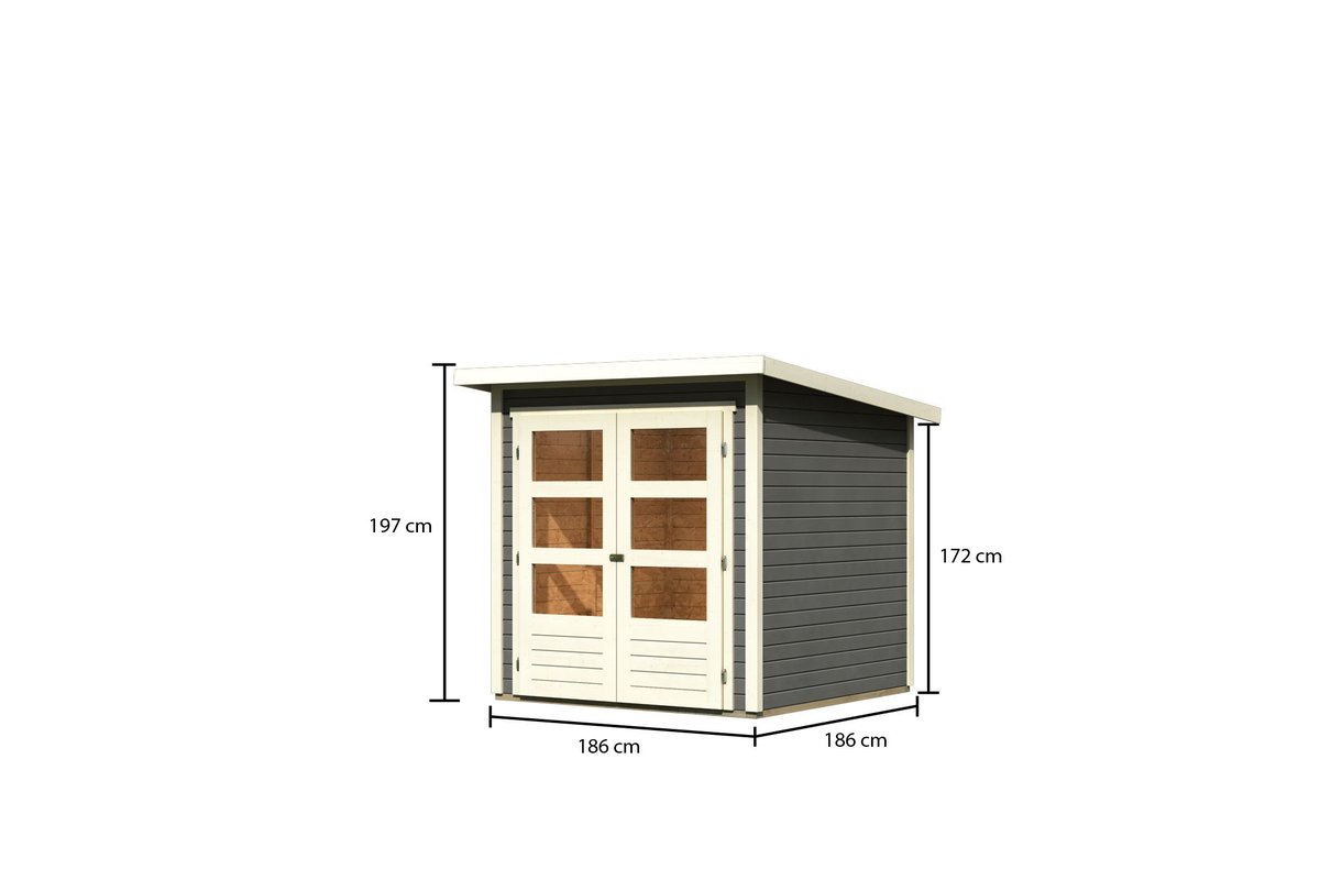 Gartenhaus Stockach 2 - 186x186 cm, 19 mm Holz terragrau, Karibu
