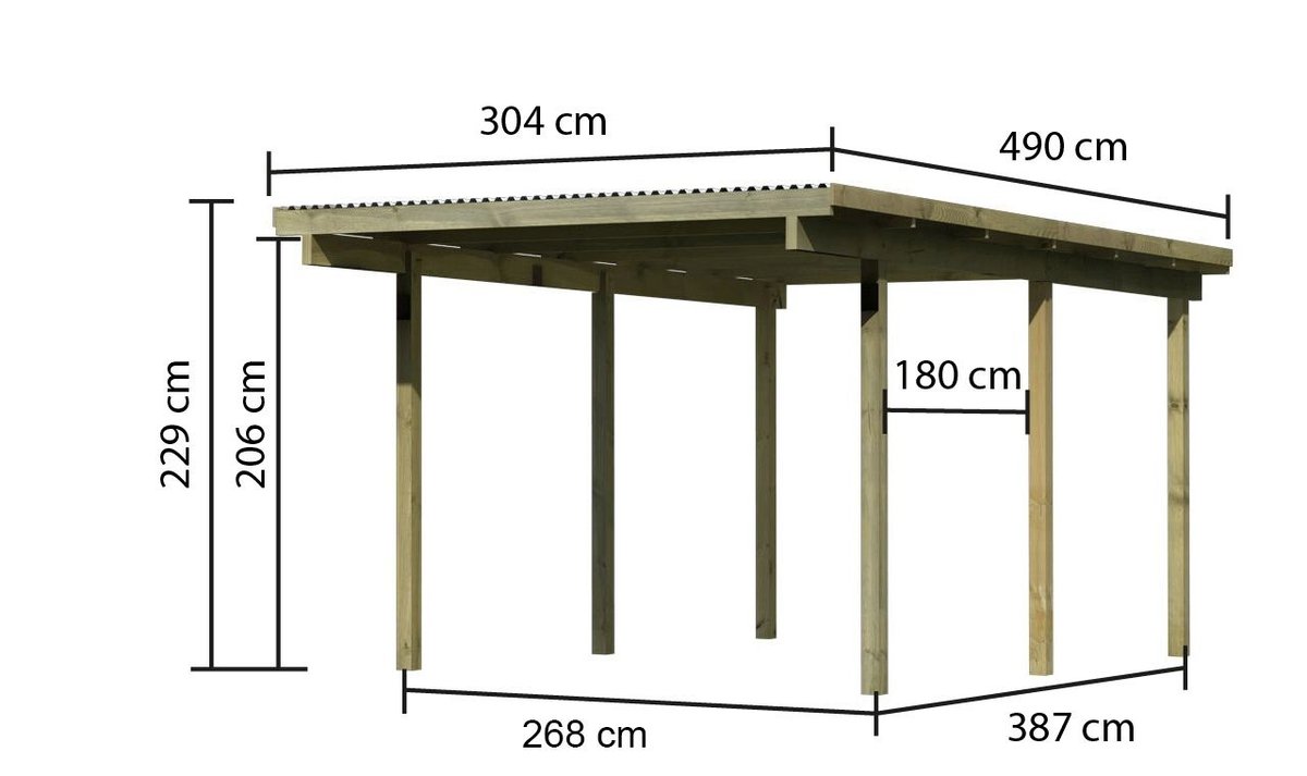 Einzelcarport ECO 1 Variante A, 304x490 cm, kdi