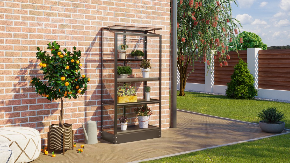 Zusatzregal für Balkongewächshaus, dunkelgrau/schwarz