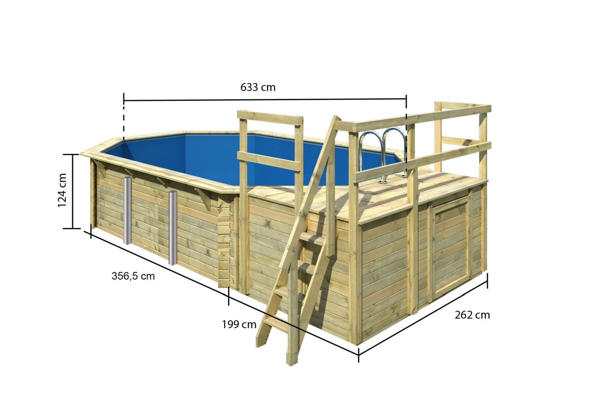 Karibu Pool Modell 4C Classic 400x692 cm, Holz kdi mit Filter+Skimmer