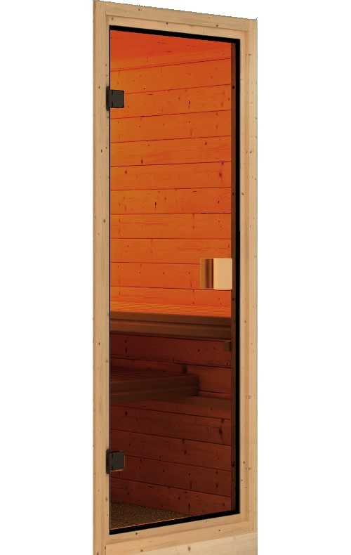 Karibu Sauna-Fasshaus 3 - 219 x 385 cm, 38 mm Massivholz naturbelassen | ohne Ofen