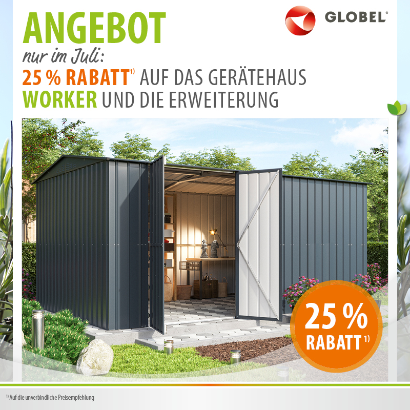 Juli-Angebot: Gerätehaus Worker 25% reduziert