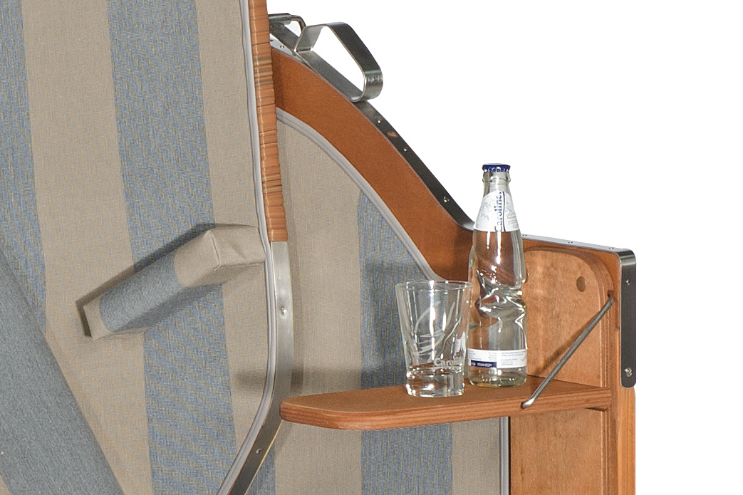 Strandkorb Classic marone mit Stoff 74 und Extras, 2-Sitzer Halblieger von SonnenPartner