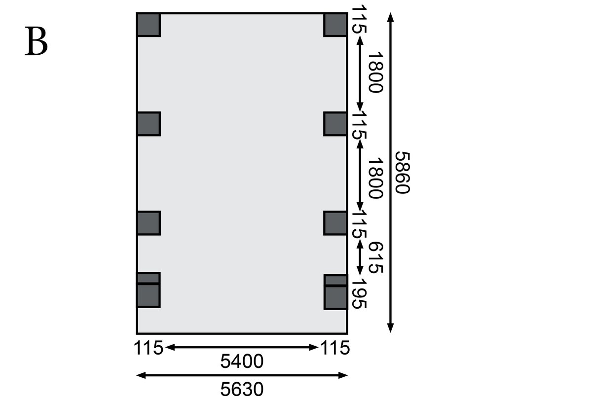Doppelcarport CLASSIC 2 Variante C - 598x670 cm, kdi mit PVC-Dach
