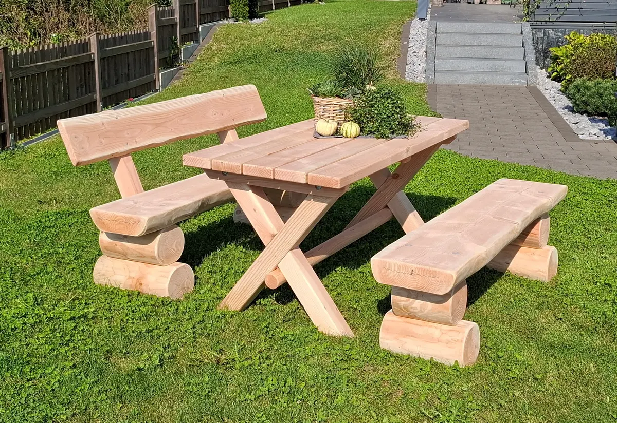 RUSTIKAL Bank mit Lehne 150x42x43/75cm, Douglasie/Lärche 