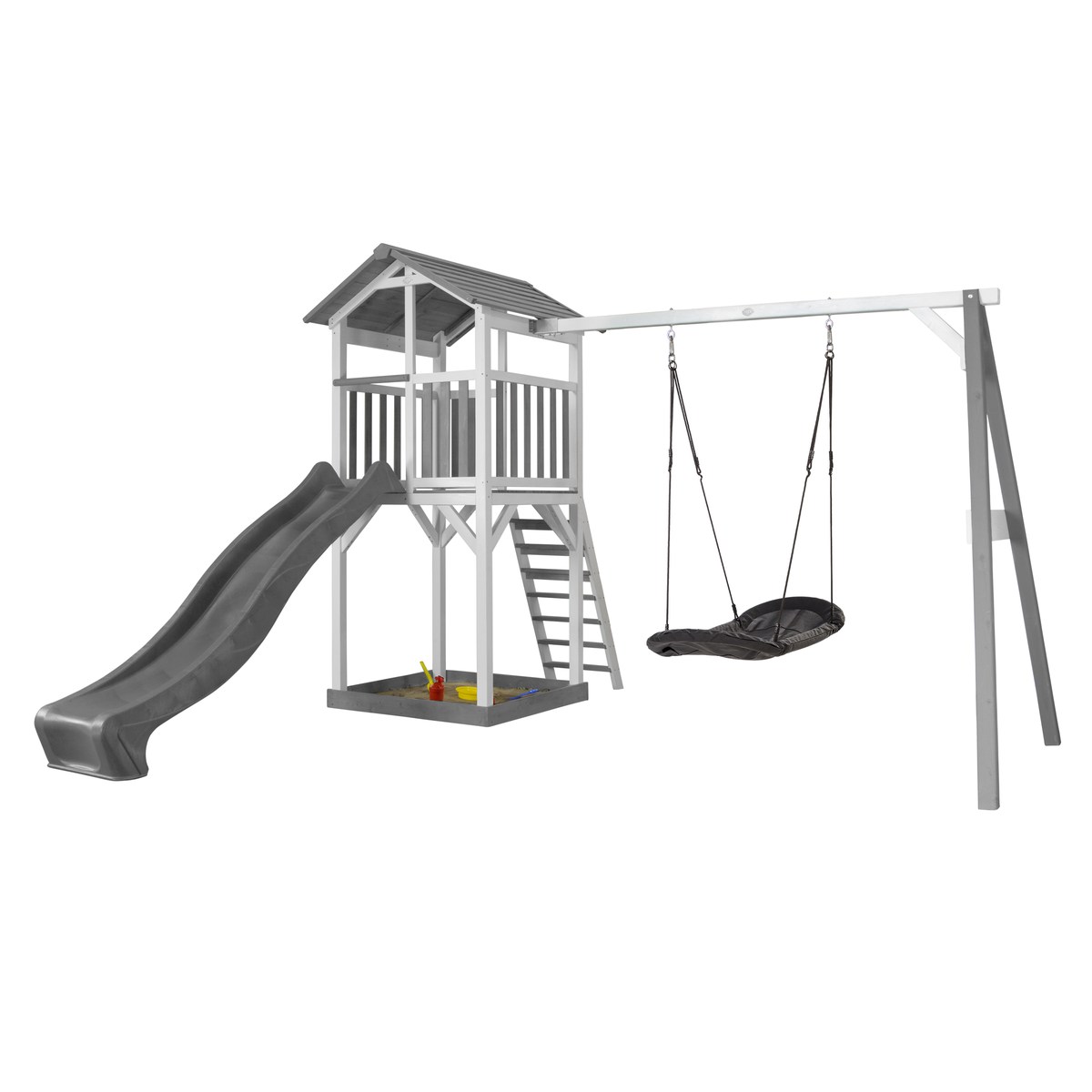 Spielturm Beach Tower Roxy Nest Swing grau/weiß mit Rutsche grau