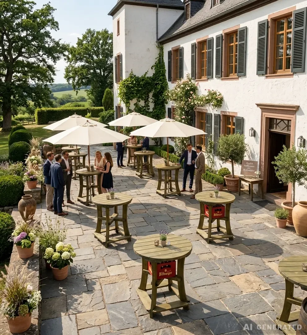 SAUERLAND Partytisch, DER stabile Stehtisch aus Fichtenholz kdi, Ø 110 cm x H 107 cm, mit Schirmloch