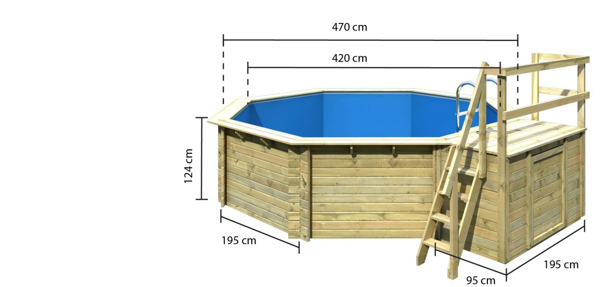 Karibu Pool Modell 2B Classic 470x550 cm, Holz kdi, mit Filter+Skimmer