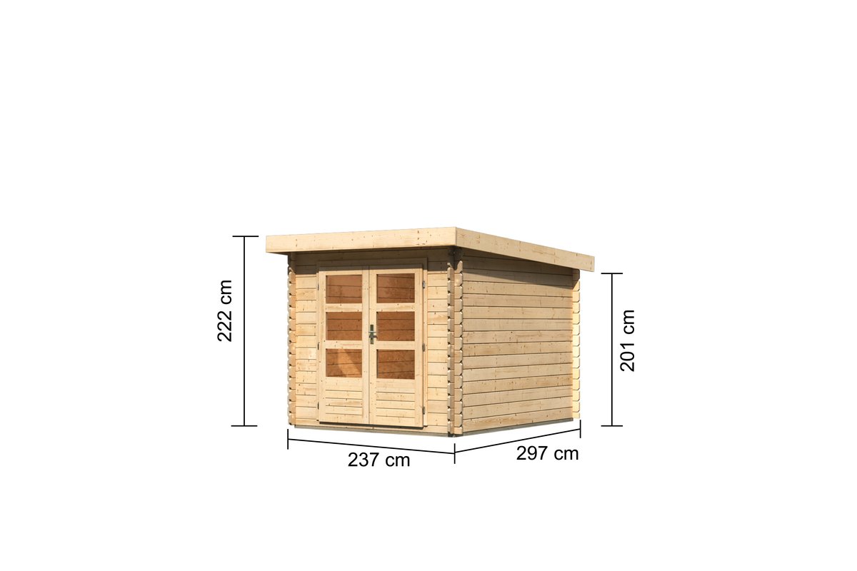 Gartenhaus Bastrup 4 - 237x297 cm, 28 mm Holz naturbelassen, Karibu