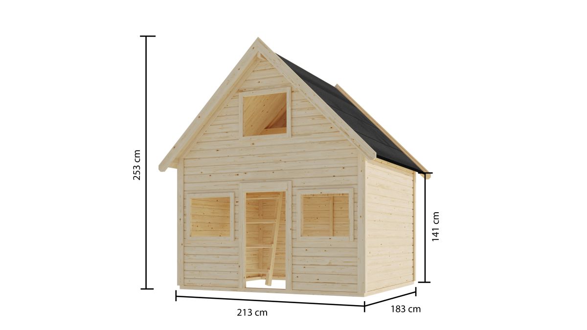 Holz-Spielhaus KALLE naturbelassen, Karibu