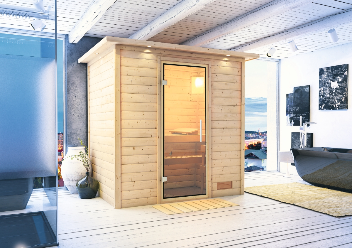 Karibu Plug&Play Sauna Ronja - 196x146 cm, 38 mm Massivholzsauna