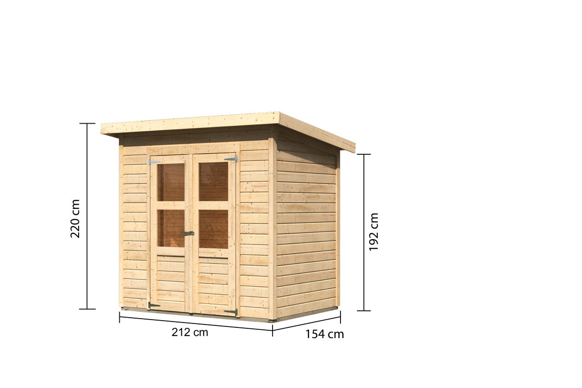 Karibu Gartenhaus Merseburg 3 - 212x154 cm, 14 mm Holz naturbelassen