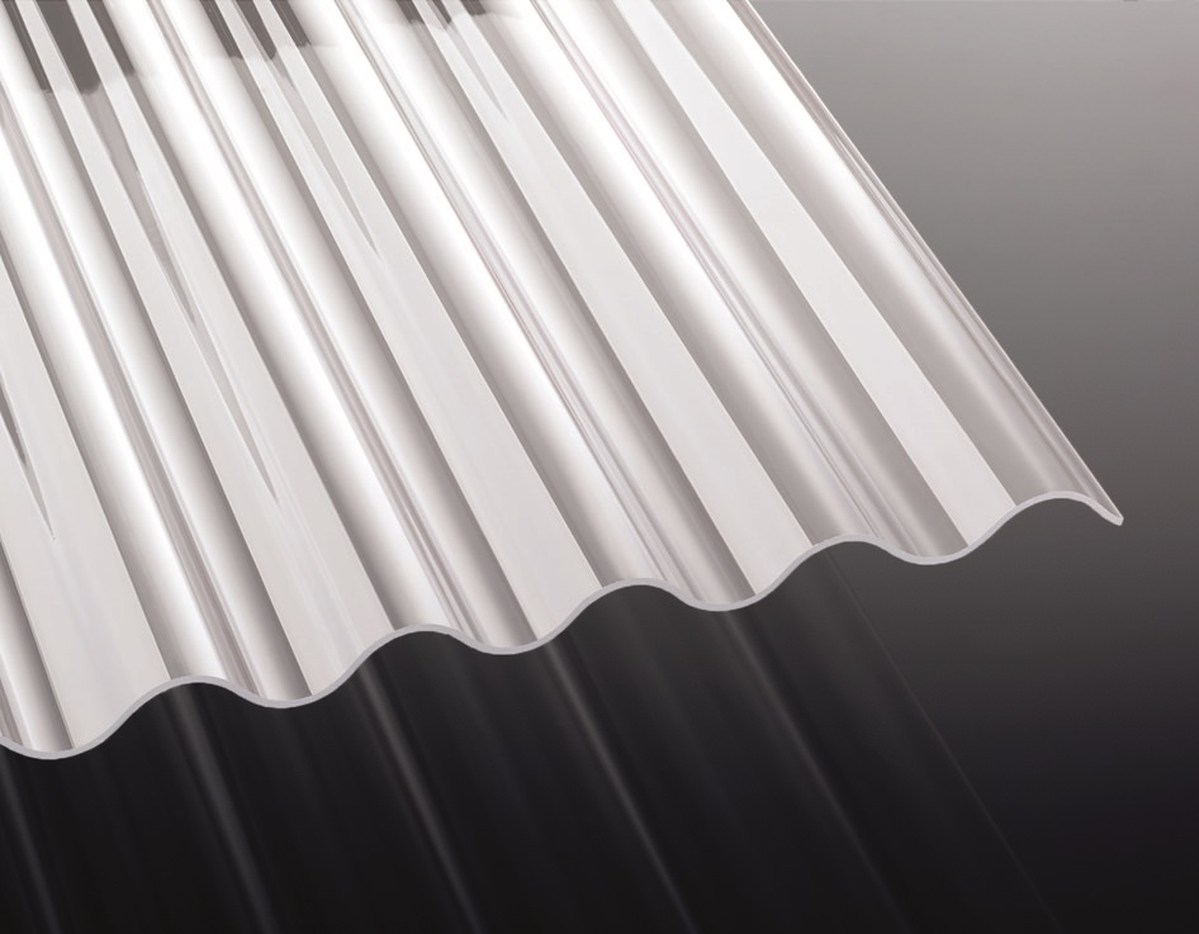 Lichtwellplatte TEJEMACRO Weiße Welle S 76/18, Polycarbonat weiß-opal 2,6 mm, 1045 mm breit