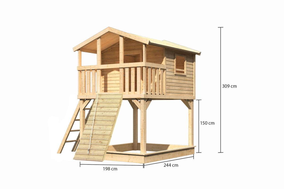 Stelzenhaus Benjamin naturbelassen mit Holzrampe