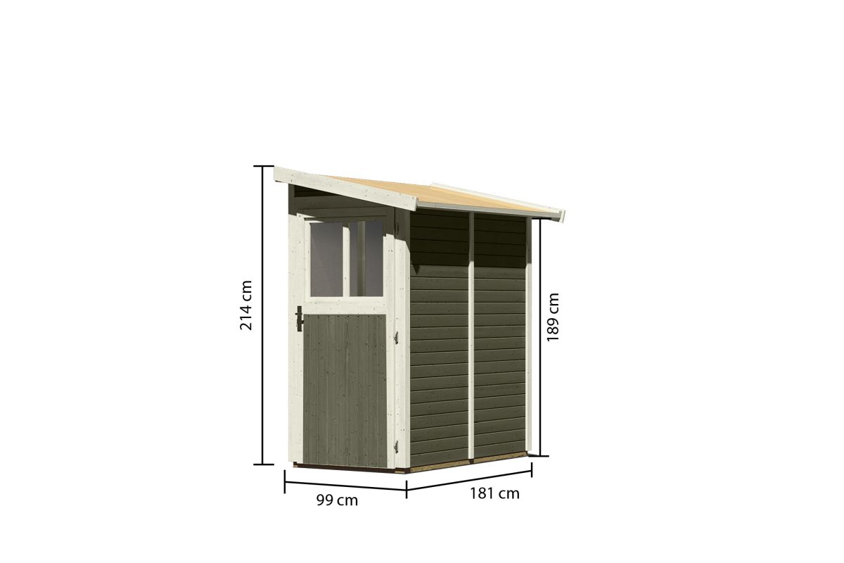 Anlehnhaus Görlitz - 99x182 cm, 19 mm Holz terragrau, Karibu