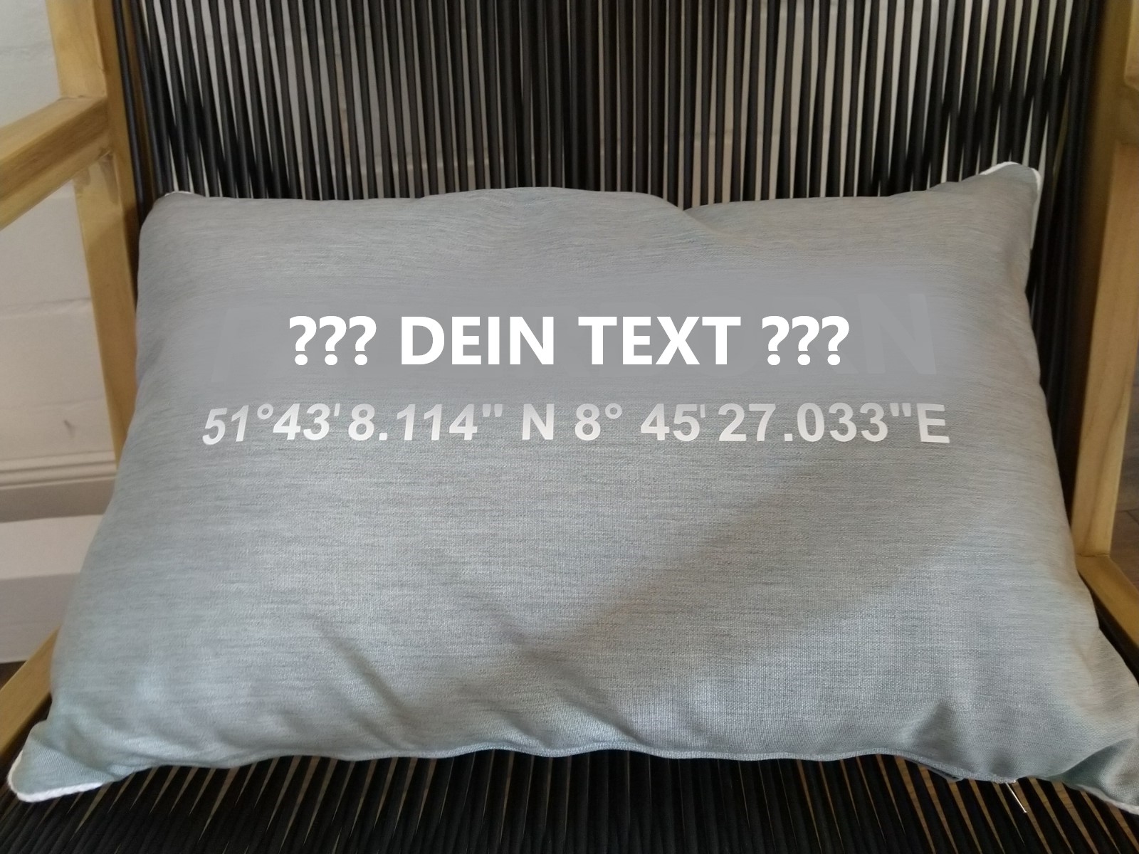 Heimatliebe-Kissen, "Dein Text", Outdoor-Kissen, 45 x 35 cm