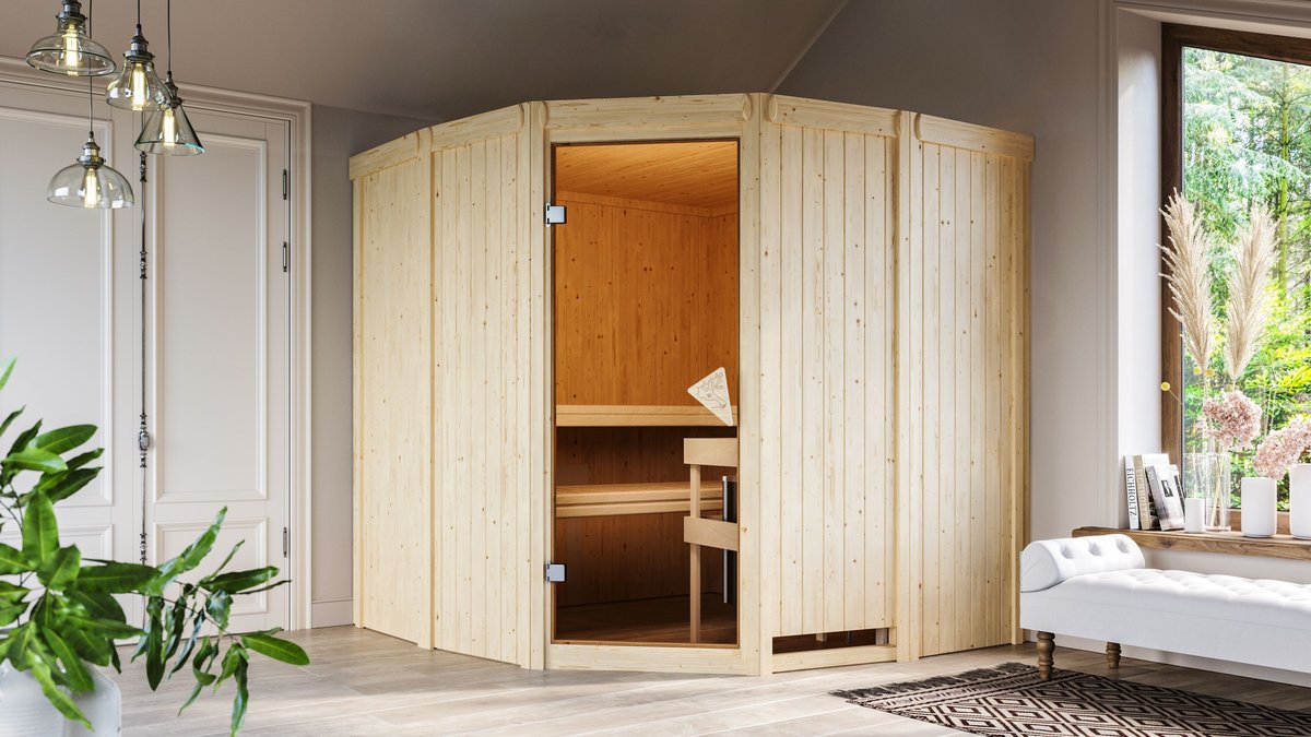Karibu 7-Eck-Sauna Simara 1 - 196x196 cm, 68 mm "Exklusiv"